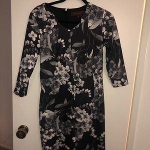 Floral black and white dress